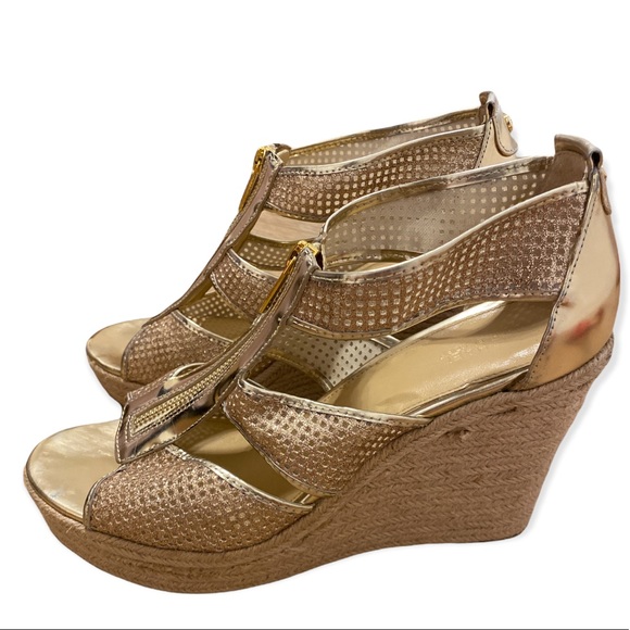 Michael Kors Gold Metallic Wedges Size 10M - Picture 7 of 7